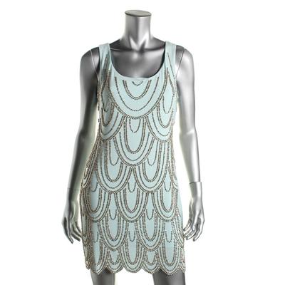 AQUA ~ Mint Green Jersey Scalloped Deco Beaded Shift Party Dress 4 NEW $248  | eBay