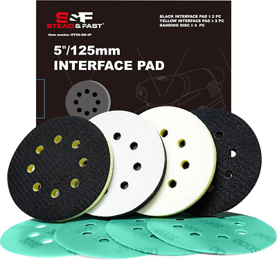 5 Inch Orbital Sander Foam Pad 4 Pcs Interface Pad With 8 Holes Foam Sanding Pad