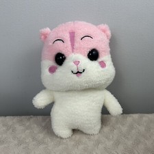 Pink White Hamster Plush Stuffed Animal Toy Big Head Eyes Cute Lovey