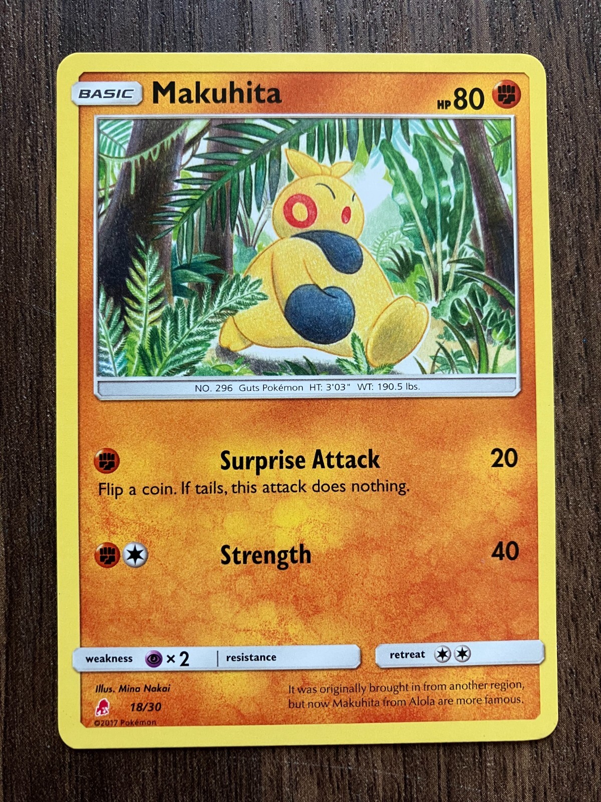 Makuhita 18/30 - 2017 Pokemon Lycanroc & Alolan Raichu Series Common Card  CLEAN