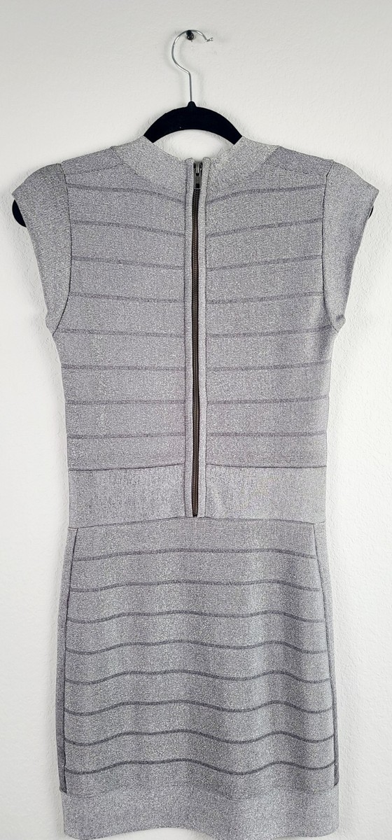 french connection silver bandage dress French Connection | Dresses | French Connection Bodycon Silver Bandage Dress Size 2