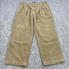 Polo Ralph Lauren Andrew Pant Men 40x30 Tan Corduroy Trousers Pleated fits 37x28