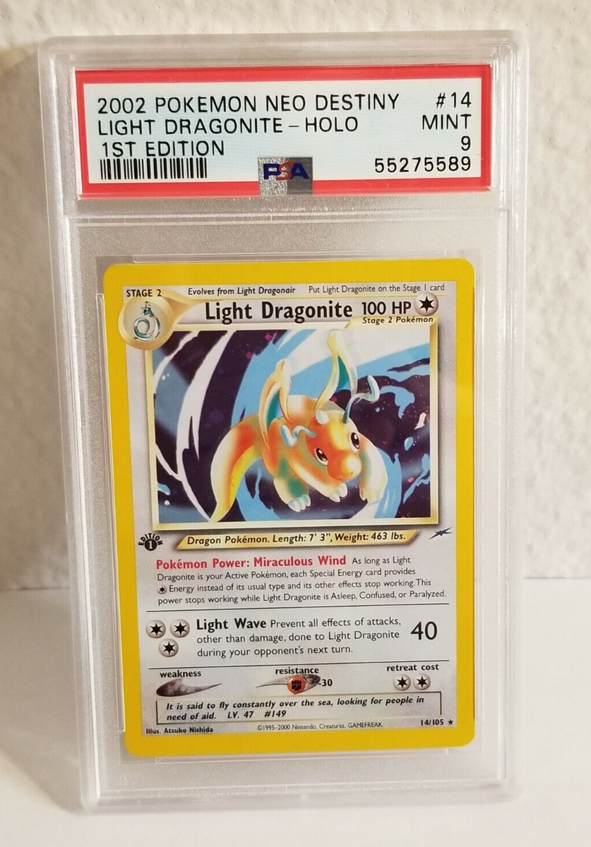 PSA 9 LIGHT DRAGONITE 14/105 1st Edition Neo Destiny Pokémon