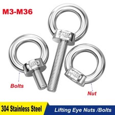 304 Stainless Steel Lifting Eye Nuts /Bolts Heavy Duty Hooks M3 M4 M5 M6 M8-M36