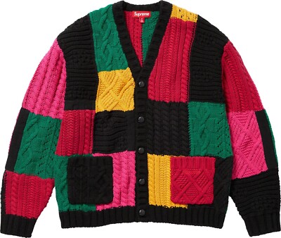 Supreme 幾何学模様 カーディガン Patchwork Cable Knit Cardigan | Supreme 23fw