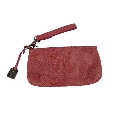 Tignanello Pink Leather Snake Print Clutch Wristlet