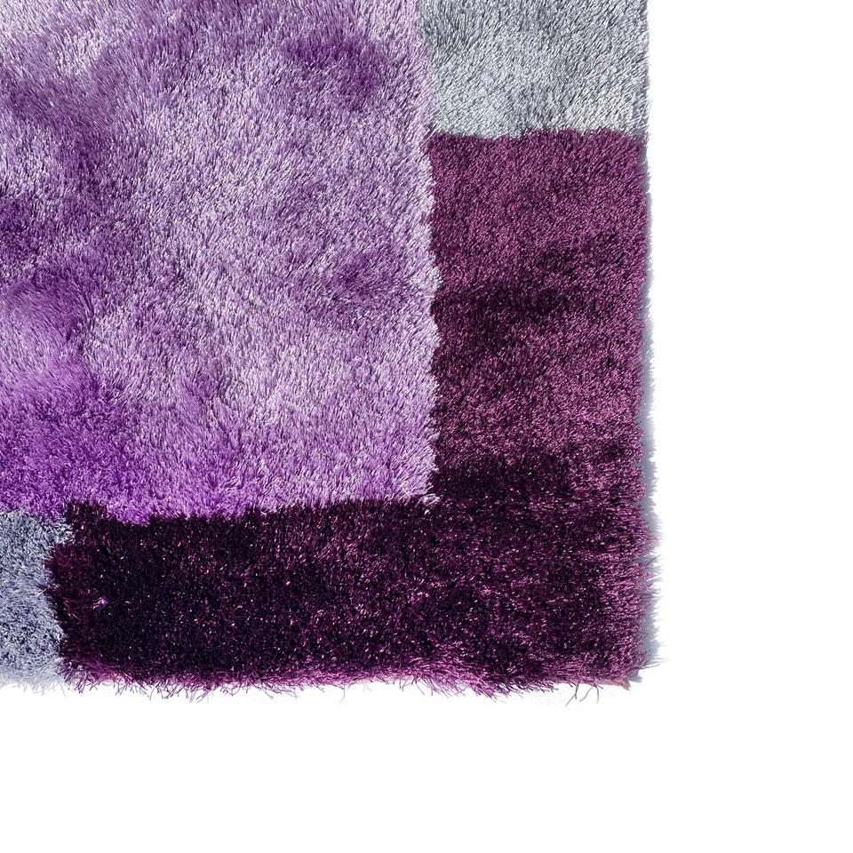 RugBerry 8x10 Area Rug 3D Abstract Soft Shag Carpet Floor Decor Purple Grey - Image 4 of 4
