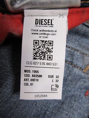 DIESEL Men's 1955 High Waist Straight Leg Denim Jean Pant DIESEL Men's 1955 High Waist Straight Leg Denim Jean Pant