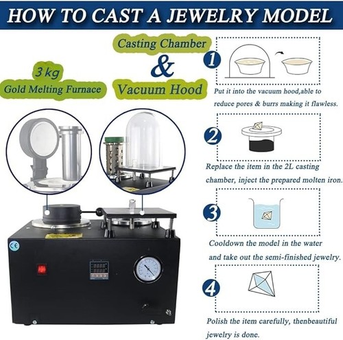 3in1 Jewelry Lost Wax Cast Combination Vacuum Investing Casting Melting Machine - Picture 4 of 13