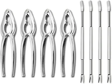 Crab Leg Crackers and Picks, Set of 4 Easy-To-Use Lobster Crackers & Stainles...