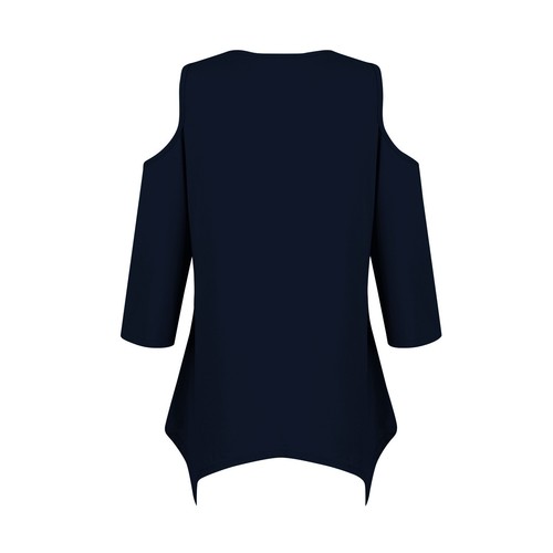 Plus Size Women 3/4 Sleeve Blouse Tunic Long Cold Shoulder Tops Casual T Shirts - Picture 11 of 40