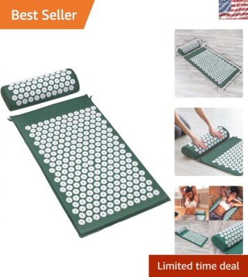 Sivan Acupressure Mat and Neck Pillow Set for Instant Back Pain Relief - Green