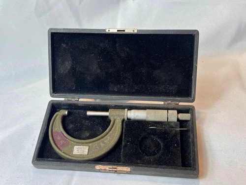 The Lufkin Rule Co No 1942  Micrometer Caliper Machinist Tool 1 To 2 In W/ Case
