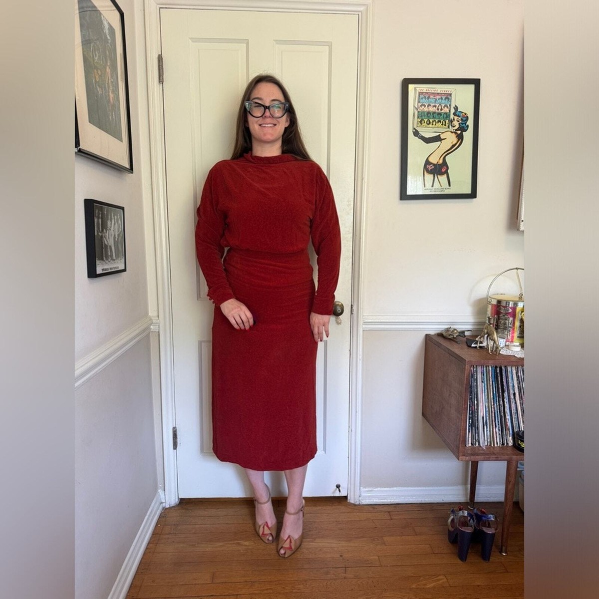 drape midi dress self-portrait Draped Midi Dress With Rhinestones