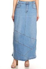 Women’s Junior Size High Rise Pencil Long Jeans Maxi Denim Skirt