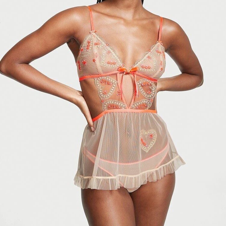 VICTORIAS SECRET VERY SEXY SWEETHEART OPEN BACK BABYDOLL PANTY