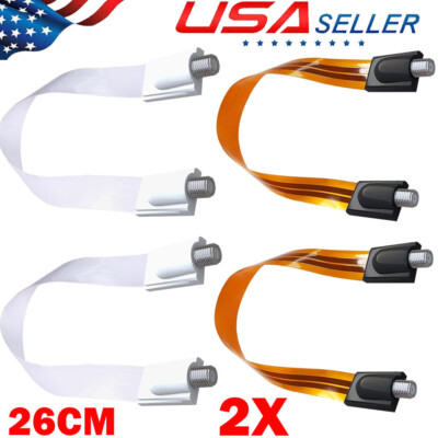 2X F Female to Female Ultra Flat Ghost Wire RG6 Coax Jumper Cable Window Door