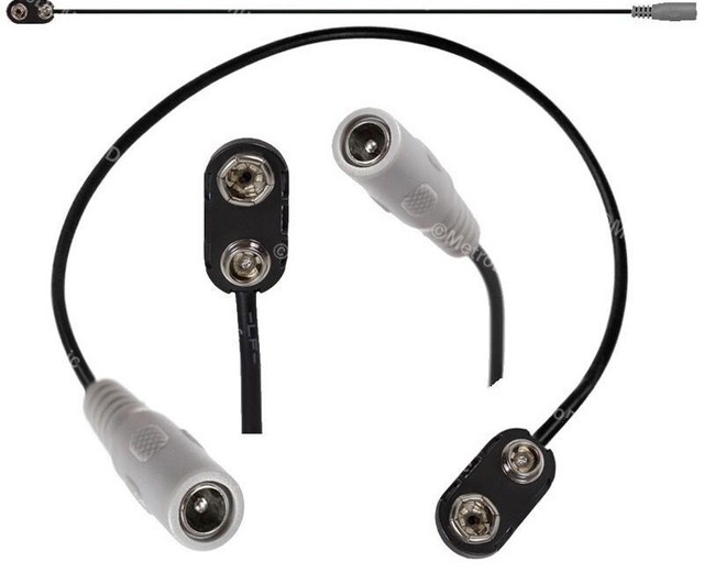 Godlyke CABLE GREY 9V Battery Snap Jumper Adapter for Pedals with No