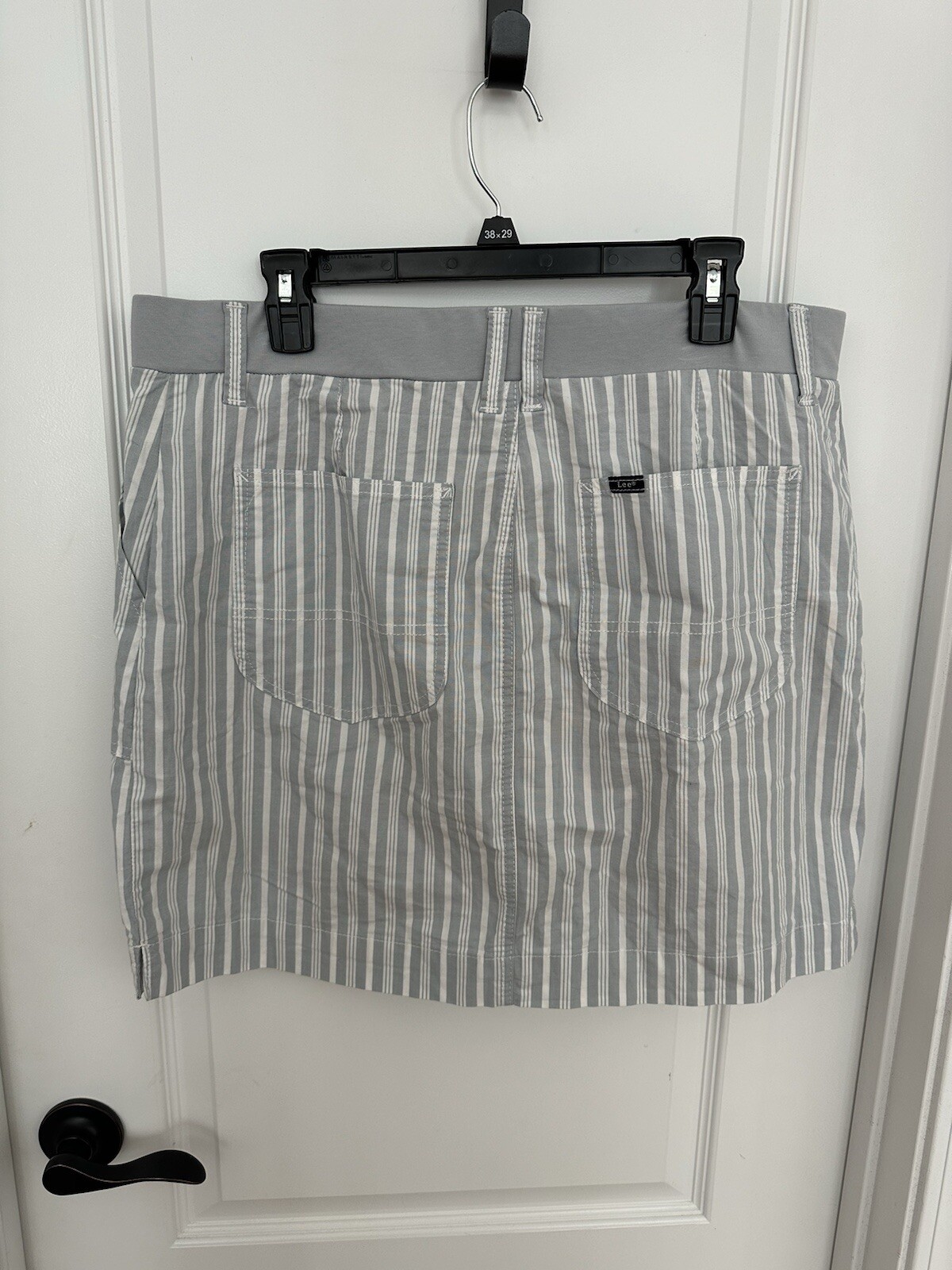 Lee Skort Skirt Womens 16 Medium Striped Blue White Mesh Shorts Elastic Waist image 2