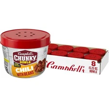 (8 Pack) Campbell's Chunky Chili with Beans, Microwavable Bowls, 15.25 Ounce