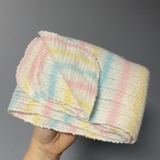 Vintage Waffle Weave Baby Blanket Acrylic Thermal Pastel Stripes 27x36 USA Made