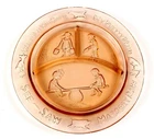 Nursery Rhyme Indiana Glass Child's 3 Section Plate See Saw Margery Daw 1930s