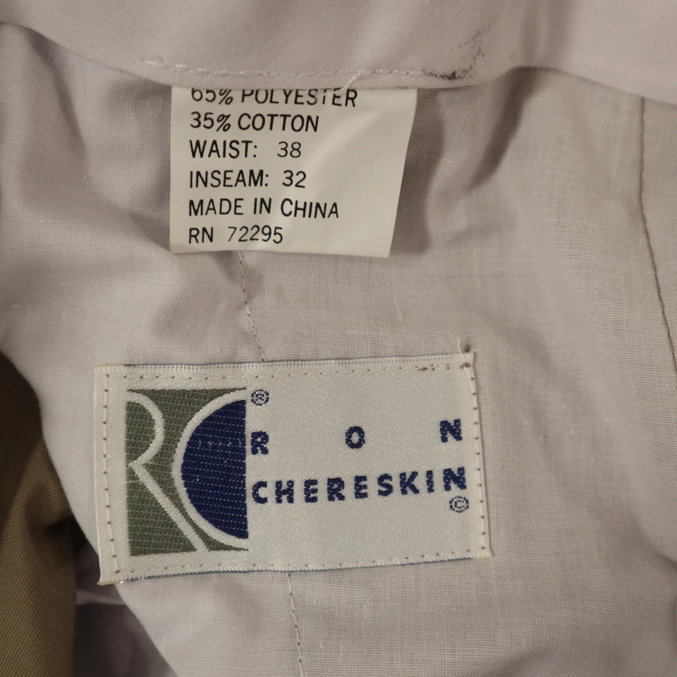 Pantalones chinos Ron Chereskin con cinturón para hombre 38x32 caqui oliva claro ¡NUEVOS! Foto 4 de 4