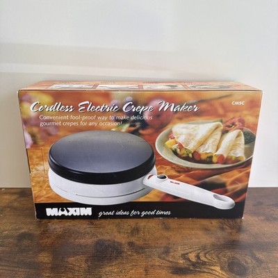 NEW Vintage Maxim Cordless Electric Non-Stick Crepe Maker CM5C Nonstick 7.5''