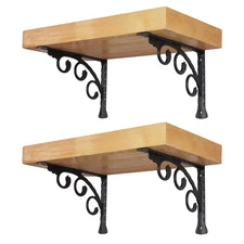 Decorative Shelf Brackets L Shape 6 inch Black Wall Mounted Shelf Bracket wit...