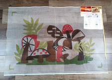 Vintage Bucilla MUSHROOM FIELD Rug or Wall Hanging Canvas Only 26"x40" 12064 NEW
