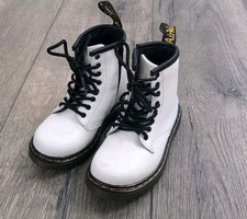Dr Martens 1460T EXCELLENT White Leather Combat Zip Boots Toddler Size 8 US