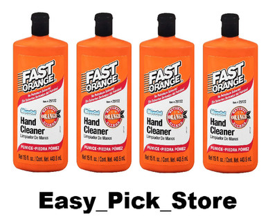 (4 pack) Fast Orange, Micro Gel Pumice Hand Cleaner, Orange Scented, 15 oz