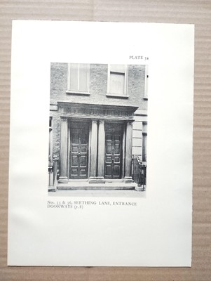 Doorways at 35 & 36 Seething Lane, Tower Hill, London - Antique Print - 1934