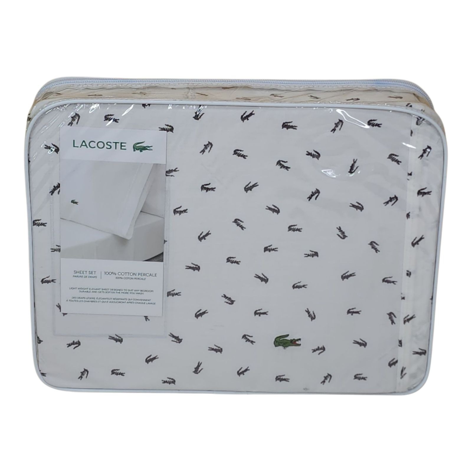Lacoste Cotton Percale Full Sheet Set Croc Pattern Soft Breathable Material thumbnail 8