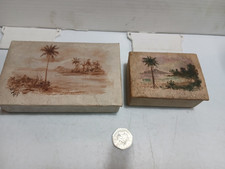 2 x Vintage Souvenir  cigarette boxes...water colour paintings of the Nile