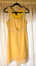Carole Little YELLOW Dress Eyelet Embroidery 100% Cotton Size US 8 Vintage