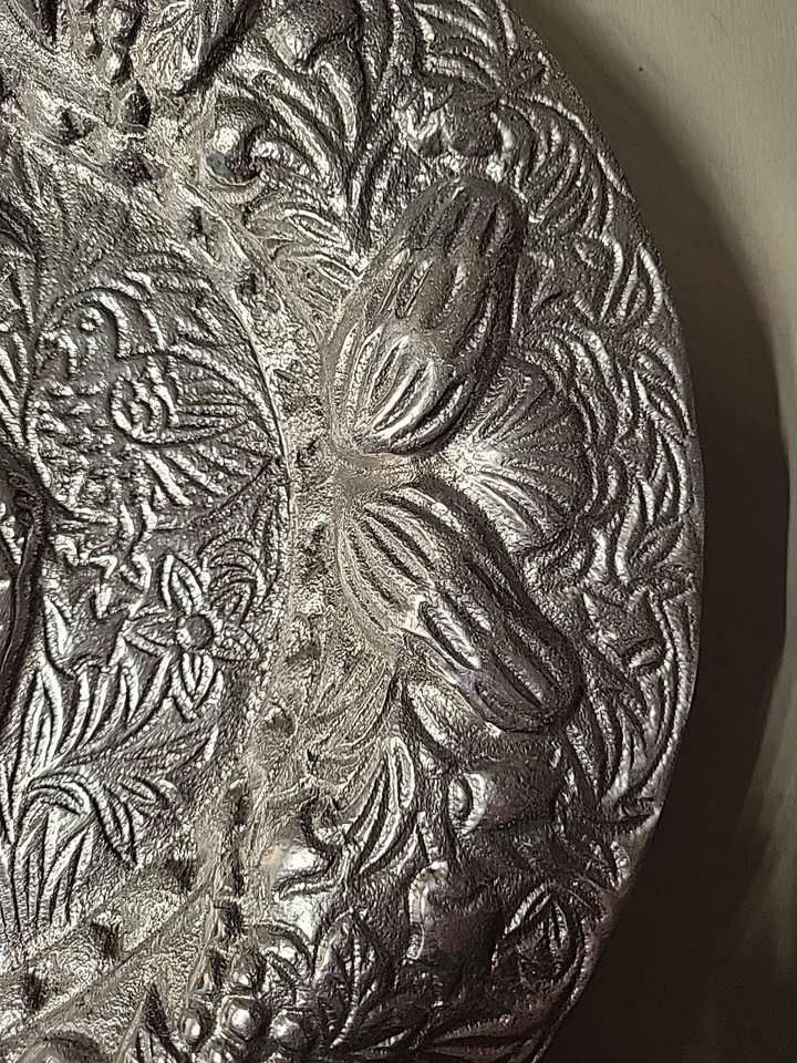 Bandeja para servir pavo ovalada de aluminio de 18"x13" vintage en relieve  Foto 4 de 4