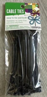 Black 4'' Cable Ties Zip Tie 4 Inch ~ Nylon Qty 75