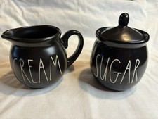 Rae Dunn Cream and Sugar set In Black
