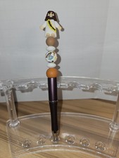 Handcrafted Silicone Beaded Pen Jesus Focal Bead Brown Pen Black Ink