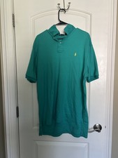 Polo Ralph Lauren Men  s XL Green Short Sleeve Polo Shirt Yellow Pony Logo Preppy