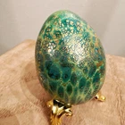 Vintage Murano Vetro Artistico Art Glass Easter Egg Gold Leaf Green