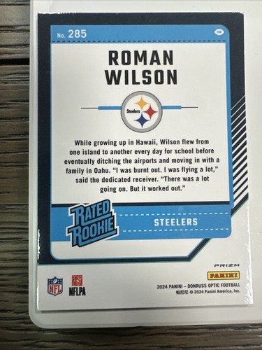 2024 Donruss Optic Football Roman Wilson Pink & Silver - Bild 4 von 4