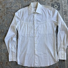 Prada Western Pockets White Dress Button Shirt Sz 40 (15.5) Italy Made Stretch