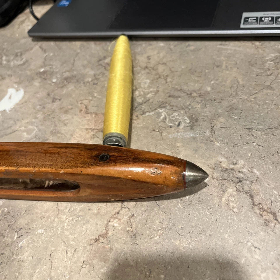 Antique - RARE - Wooden Boat Shuttle Loom Weaving Tool - Image 3 of 4