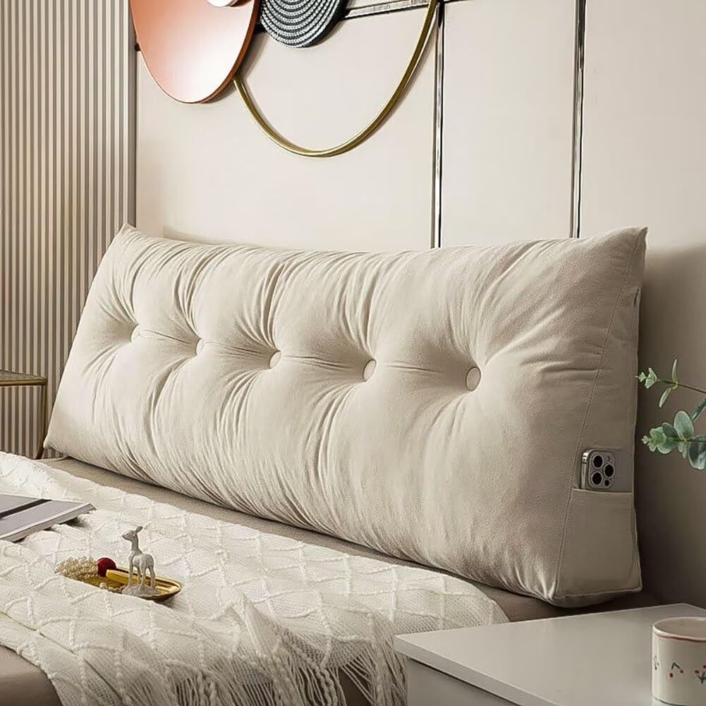 Triangular Wedge Headboard Pillow for Twin XL Beds - Dorm Backrest Support-image