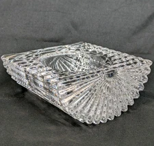 Vintage Vide Poche French Cut Crystal Trinket Dish Candle Holder Tea Light 4"