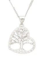 CZ Tree Heart Shape Pendant Necklace