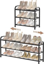 Shoe Rack 3 Tier Adjustable Metal Shoe Storage 45.2 - 83.2 cm Black