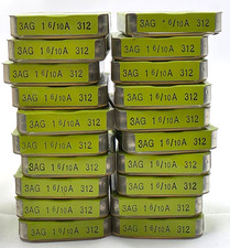Lot of 100 Littelfuse 3AG 1-6/10 Amp 250V 312 Glass Vintage Fuses 1/4" x 1-1/4"